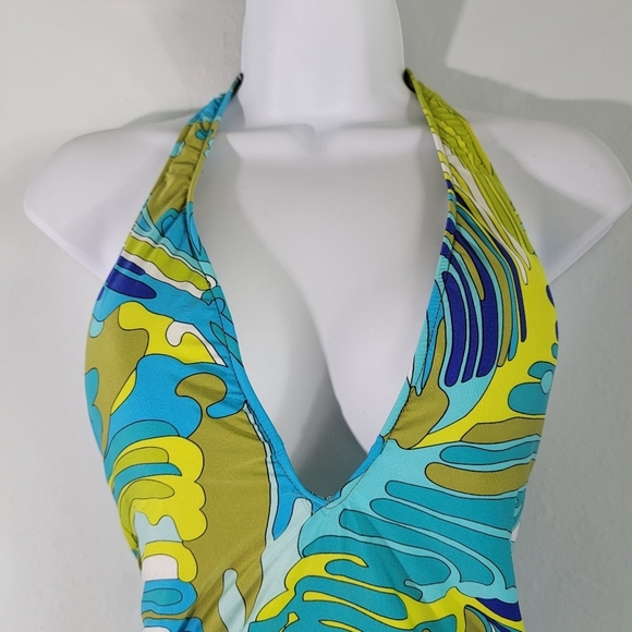TRINA TURK Women's One-Piece Swimsuit Sz 6 Blue/Green Paisley Pool Beach Cottage - Picture 3 of 11